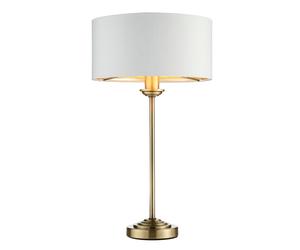 Endon 104054 Highclere 1lt Table Antique brass plate & vintage white fabric 7W LED E14 (Required)