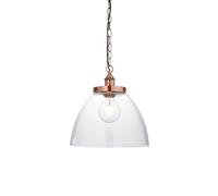 Endon 106895 Hansen Grand 1lt Pendant Aged copper plate & clear glass 10W LED E27 (Required)
