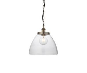 Endon 106896 Hansen Grand 1lt Pendant Brushed silver paint & clear glass 10W LED E27 (Required)