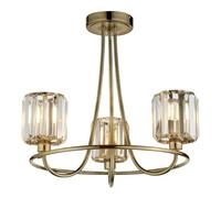 Endon 107801 Berenice 3lt Semi flush Antique brass plate & clear glass 3 x 6W LED E14 (Required)