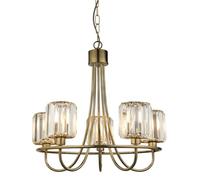Endon 107802 Berenice 5lt Pendant Antique brass plate & clear glass 5 x 6W LED E14 (Required)