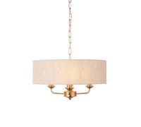 Endon 110723 Highclere 3lt Pendant Vintage brass & natural linen 3 x 6W LED E14 (Required)