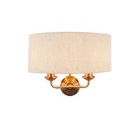Endon 110726 Highclere 2lt Wall Vintage brass & natural linen 2 x 6W LED E14 (Required)