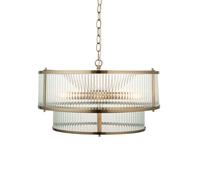 Endon 110944 Ridgeton 5lt Pendant Antique brass plate & clear ribbed glass 5 x 6W LED E14 (Required)