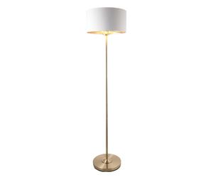 Endon 112571 Highclere Single Floor Antique brass plate & vintage white fabric 10W LED E27 (Required)