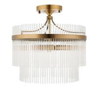 Endon Collection Marietta Ceiling Light Antique Brass Plate Clear Glass 3X E14, Gold
