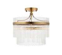 Endon Collection Marietta Ceiling Light Antique Brass Plate Clear Glass 3X E14, Gold
