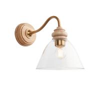 Endon 113371 Cotswold Wall Light Natural ash, brushed aged brass plate & clear glass 7W LED E14 (Required)