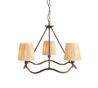 Endon Collection Wriggle Multi Arm Pendant Ceiling Light Matt Black Natural Raffia 3X E14, Black