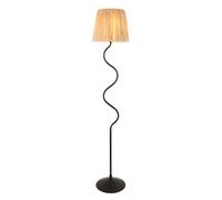Endon Collection Wriggle Floor Lamp With Tapered Shade Matt Black Natural Raffia 1X E27, Black