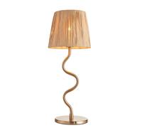 Endon 114225 Wriggle Table Brushed aged brass plate & natural raffia 7W LED E14 (Required)