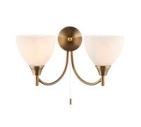 Endon 1805-2AN Alton 2lt Wall Antique brass plate & opal glass 2 x 60W E14 golf (Required)