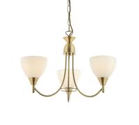 Endon 1805-3AN Alton 3lt Pendant Antique brass plate & opal glass 3 x 60W E14 golf (Required)