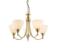 Endon 1805-5AN Alton 5lt Pendant Antique brass plate & opal glass 5 x 60W E14 golf (Required)