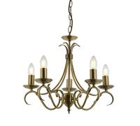 Endon 2030-5AN Bernice 5lt Pendant Antique brass plate 5 x 60W E14 candle (Required)