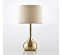 ENDON 40W E14 Piccadilly Table Touch Lamp -Soft Brass Plate & Taupe Fabric 61191