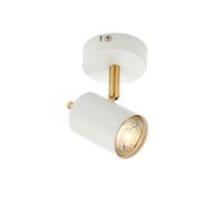 Endon 59931 Gull 1lt Spot Matt white paint & satin brass plate 7W LED GU10 (Required)