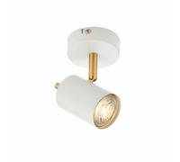 Endon 59931 Gull Matt White/ Satin Gold Trim Single Adjustable GU10 Spotlight