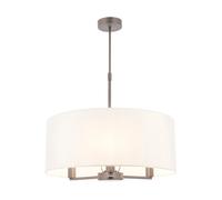 Endon 60241 Daley 3lt Pendant Matt nickel plate & vintage white fabric 3 x 40W E14 candle (Required)