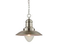 Endon 60799 Mendip 1lt Pendant Satin nickel plate & clear glass 40W E27 GLS (Required)