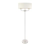 Endon 60803 Nixon 2lt Floor Bright nickel plate & vintage white fabric 2 x 40W E14 candle (Required)