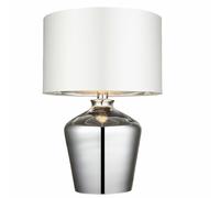 ENDON 60W E27 Waldorf Table Lamp Chrome Effect Base Ivory Faux Silk Shade 61198