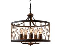 Endon 61498 Heston 5lt Pendant Matt black & rustic bronze paint 5 x 60W E27 GLS (Required)