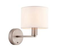 Endon 61608 Daley Matt Nickel & Faux Silk Shade E14 Toggle Switch Dimmable Wall Light