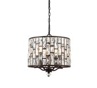 Endon 69390 Belle 5lt Pendant Dark bronze paint & clear crystal 5 x 40W E14 candle (Required)
