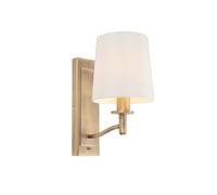 Endon 70246 Ortona 1lt Wall Matt antique brass plate & vintage white fabric 40W E14 candle (Required)