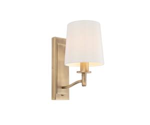 Endon 70246 Ortona 1lt Wall Matt antique brass plate & vintage white fabric 40W E14 candle (Required)
