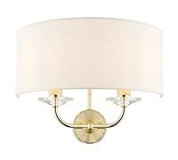 Endon 70562 Nixon Brass & Vintage White Faux Silk Twin Dimmable E14 Wall Light