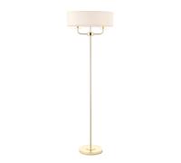 Endon 70563 Nixon 2lt Floor Brass plate & vintage white fabric 2 x 40W E14 candle (Required)