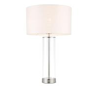 Endon 70600 Lessina Modern Contemporary Decorative Nickel Table Light Fabric, Steel, Glass IP20 220-240V