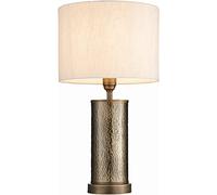 Endon 71591 Indara One Light Table Lamp In Aged Hammered Bonze Effect And Natural Linen Shade