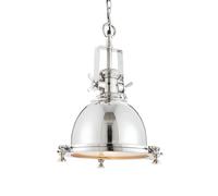 Endon 73103 Fenton 1lt Pendant Bright nickel plate & sandblasted glass 40W E27 GLS (Required)