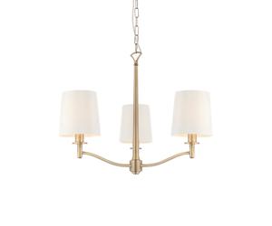 Endon 73411 Ortona 3lt Pendant Matt antique brass plate & vintage white fabric 3 x 40W E14 candle (Required)