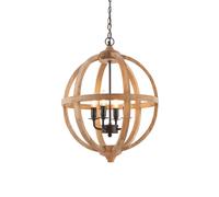 Endon Lighting Endon Toba 4 Light Ceiling Pendant with Mango Wood and Dark Bronze Finish