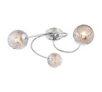 Endon 73642 Aerith Three Light Semi Flush Ceiling Light In Chrome And Smokey Mirror Glass Shades