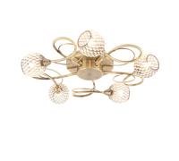 Endon Aherne Semi Flush Ceiling Light 5x33W G9 Antique Brass Clear Bead Shade