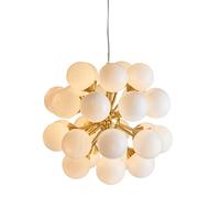 Endon 76499 Oscar 28lt Pendant Satin brass plate & gloss white glass 28 x 18W G9 clear capsule (Required)