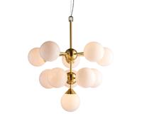 Endon 76500 Oscar 11lt Pendant Satin brass plate & gloss white glass 11 x 18W G9 clear capsule (Required)