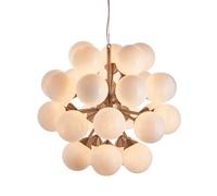 Oscar Globe Pendant Satin Nickel Effect Plate & Gloss White Glass 28 Light Dimmable IP20 G9 Netlighting Grey One Size