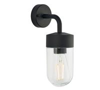 Endon 79792 North 1lt Wall Textured matt black & clear glass 40W E27 GLS (Required)