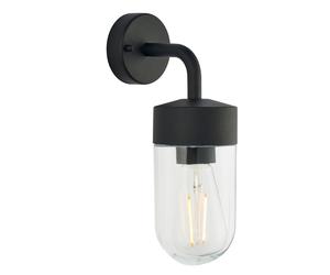 Endon 79792 North 1lt Wall Textured matt black & clear glass 40W E27 GLS (Required)