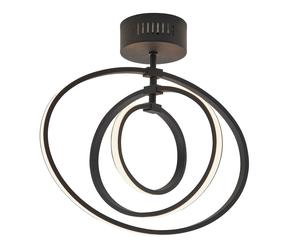 Endon 80682 Avali 1lt Semi flush Matt black & white acrylic 24.12W LED tape module (SMD 2835) Warm White