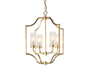 Endon 81914 Edrea 4lt Pendant Satin brass plate & frosted glass 4 x 6W LED E14 (Required)
