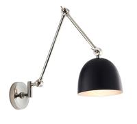 Netlighting Lehal Dome Adjustable Arm Wall Lamp Polished Nickel Plate Matt Black Netlighting Black