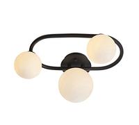 ENDON 93524 Pulsa 3 Oval Light, IP44, Matt Black, White Glass