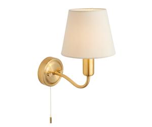 Endon 93852 Conway 1lt Wall Satin brass plate & ivory linen mix fabric 3W LED G9 (Required)